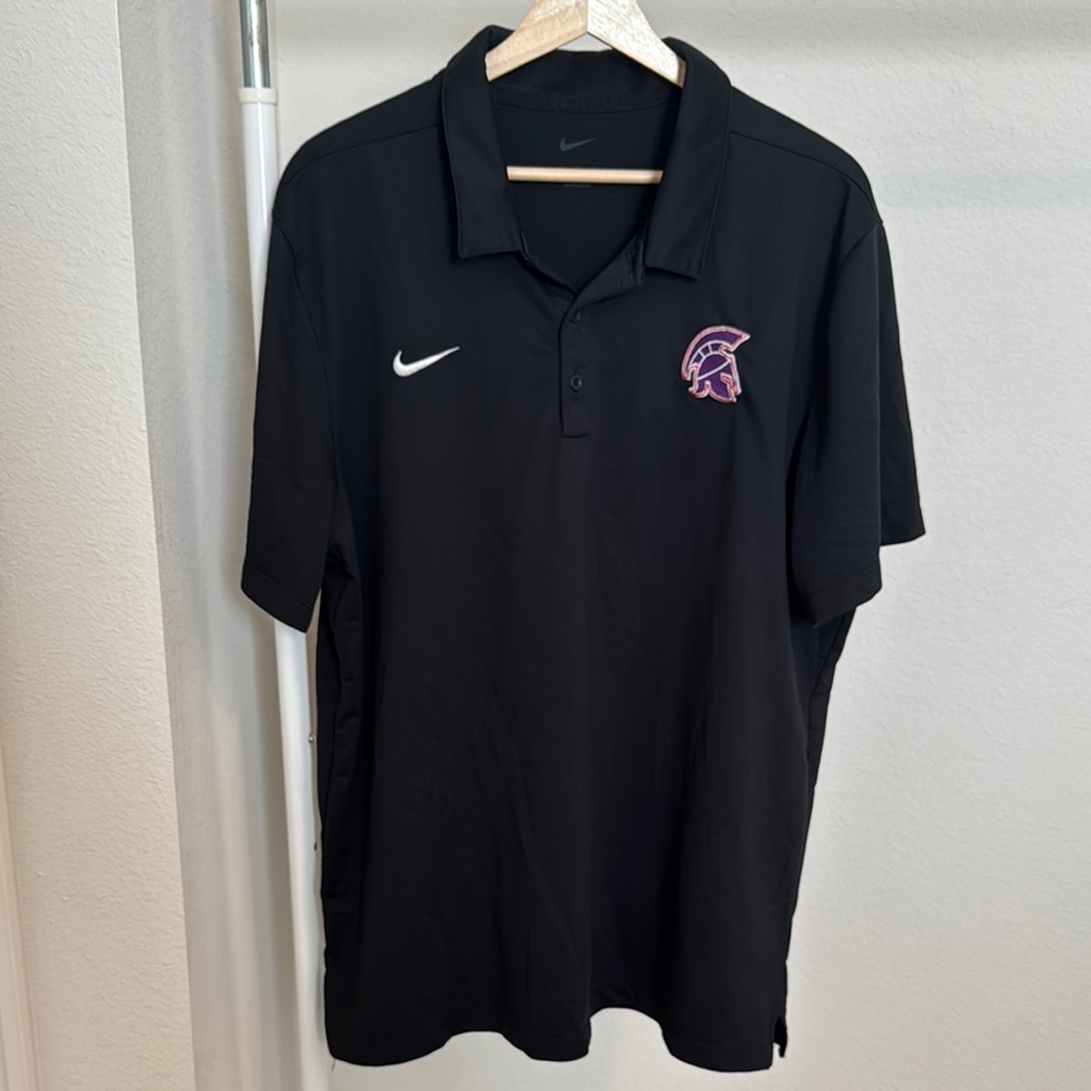 Nike Black Polo Shirt with Purple Logo Size XL
